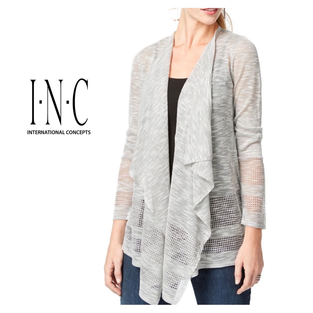 INC Open Knit Draped Cardigan